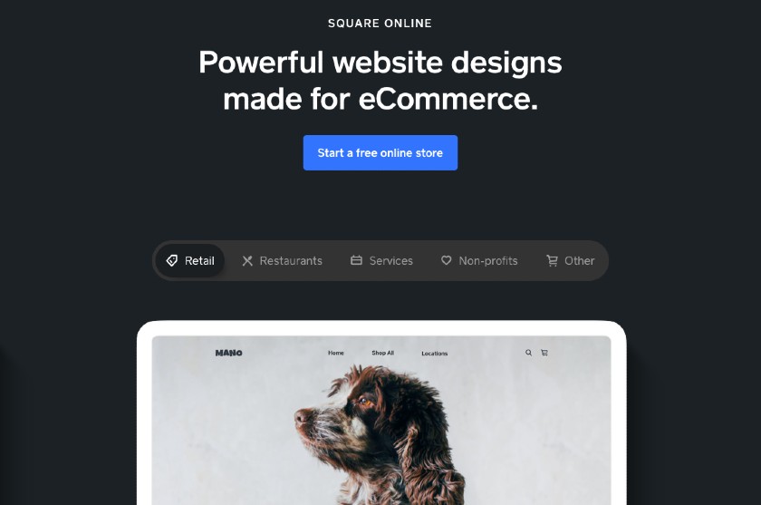 Skärmdump av Square Online Interface