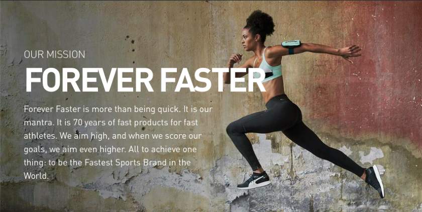 Skärmdump av Puma Mission Statement