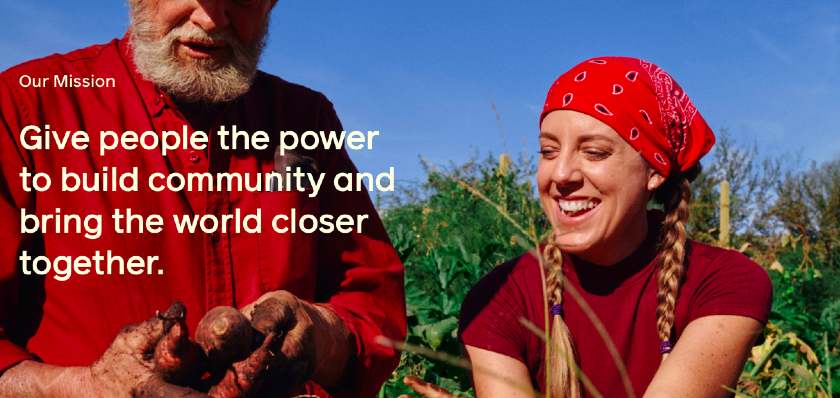 Skärmdump av Facebooks uppdragsbeskrivning