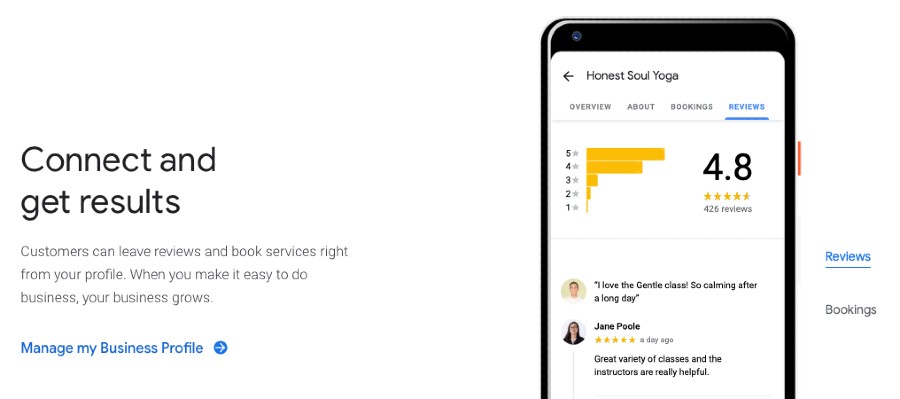 Skärmdump av Google My Business-uppgifter