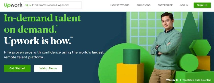 Skärmdump av Upwork Freelance-webbplats