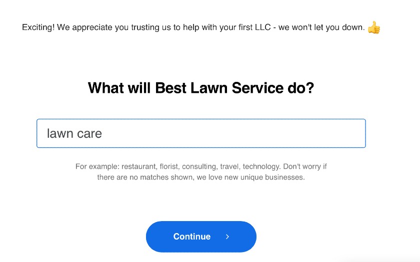 Skärmdump av Business Service