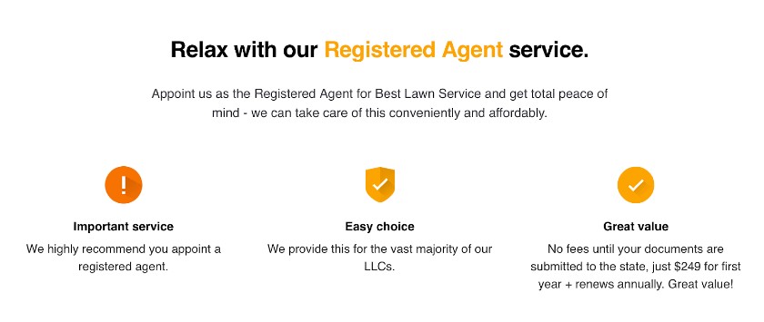 Skärmdump av Registered Agent Service