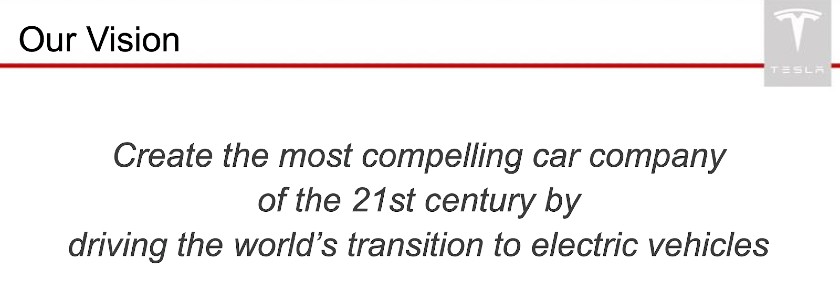 Skärmdump av Tesla Vision Statement