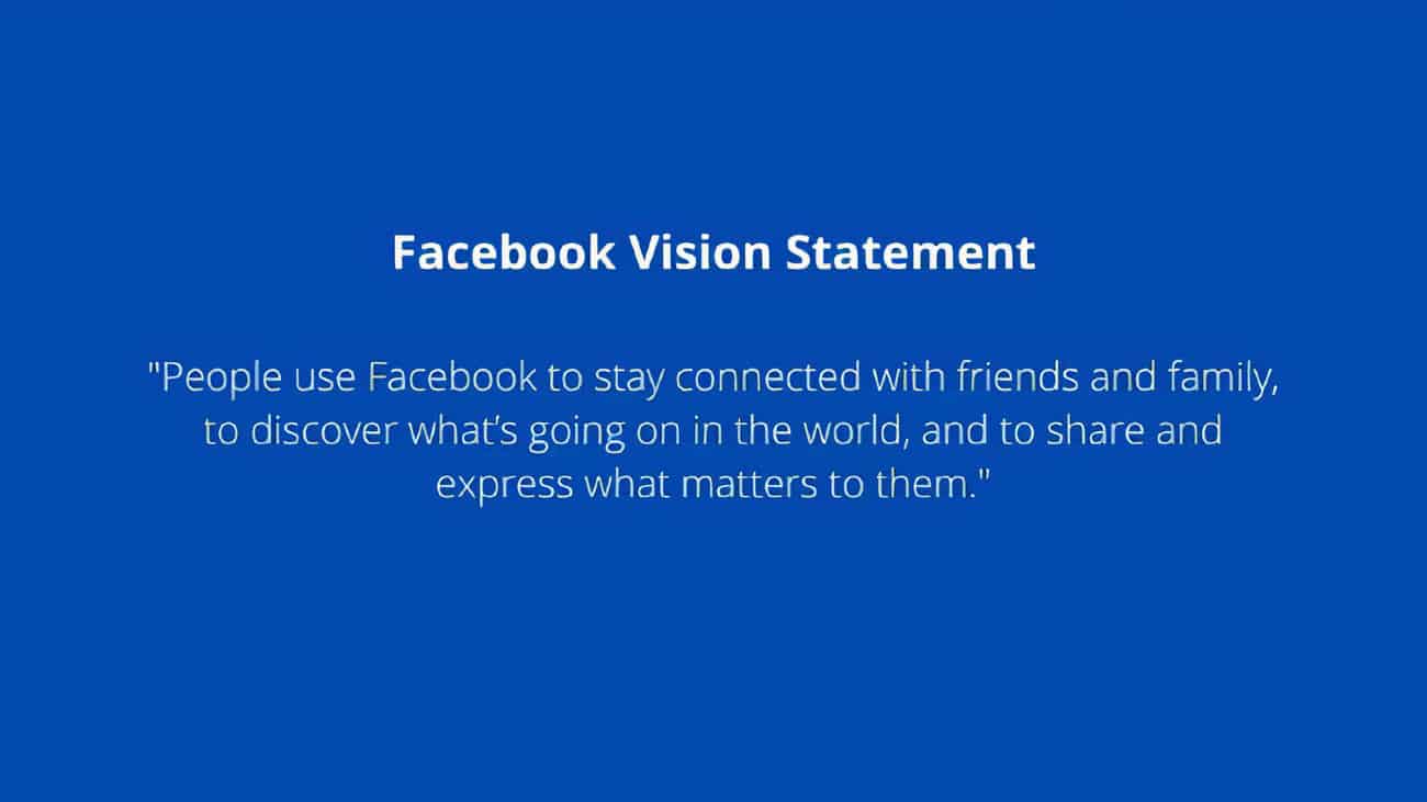 Skärmdump av Facebook Vision Statement