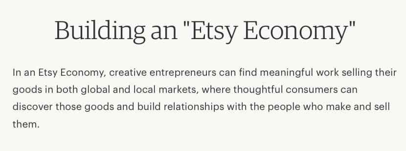Skärmdump av Etsy Vision Statement