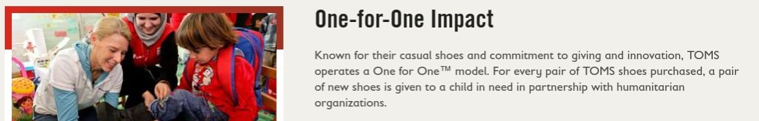Skärmdump av TOMS Core Values